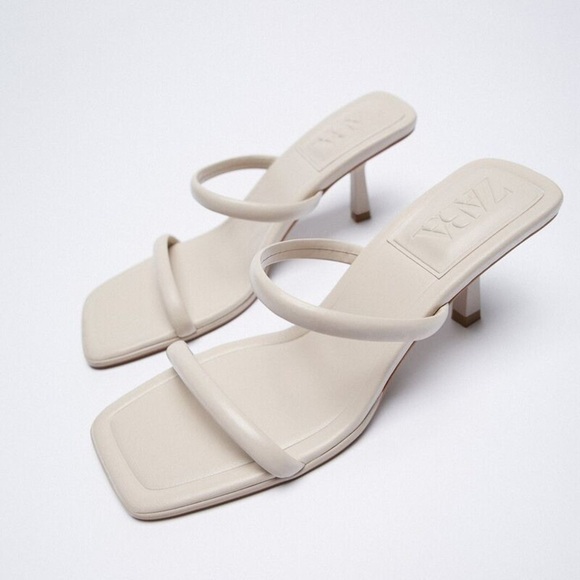 Zara Women's Cream Heeled Sandals
